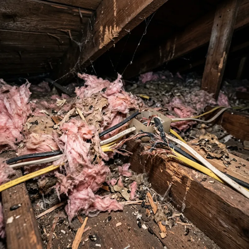 Contaminated ceiling insulation being assessed in a Arthurs Creek roof space